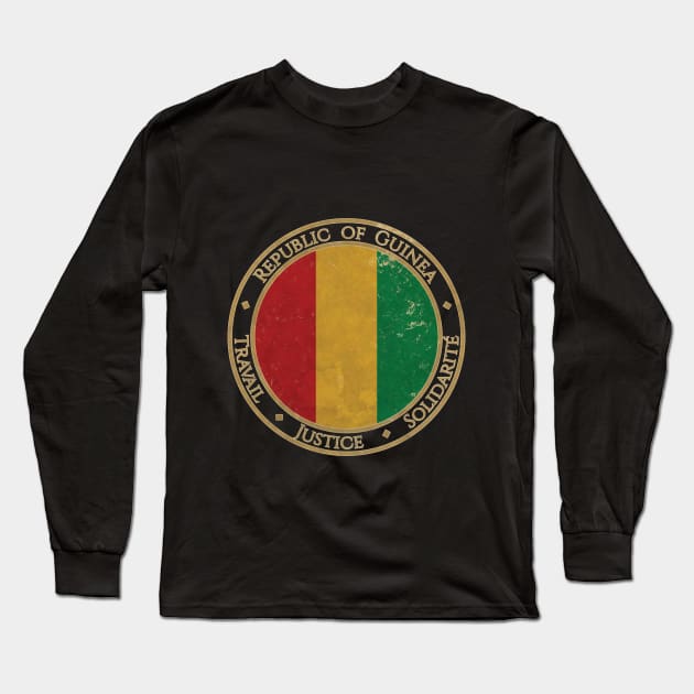 Vintage Republic of Guinea Africa African Flag Long Sleeve T-Shirt by DragonXX